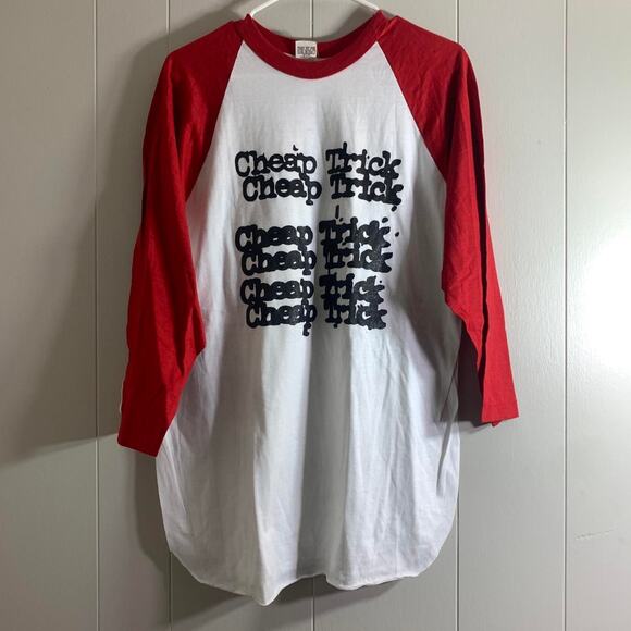 vintage 70s CHEAP TRICK single stitch raglan baseball jersey graphic tee shirt L - Picture 2 of 6